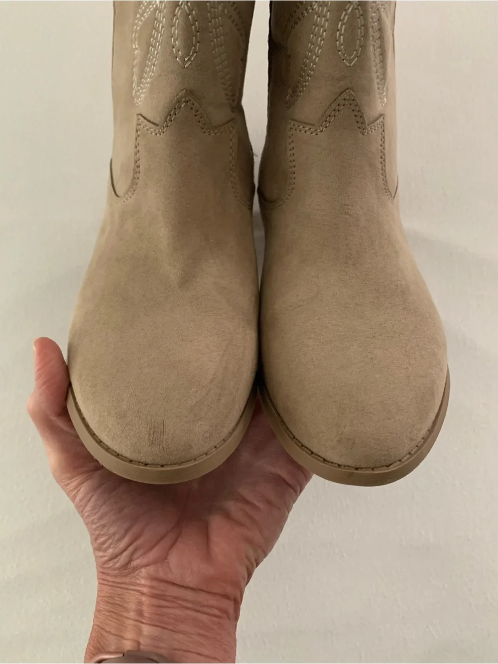 Old Navy Girls Tan Western Boots Embroidered Hearts Mid-Calf Boots Size 5Y
